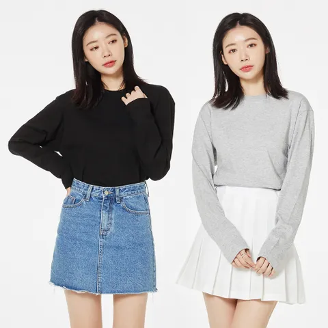 나야홍 TK 베이직라운드면긴팔티 C032H104 여성 큰옷