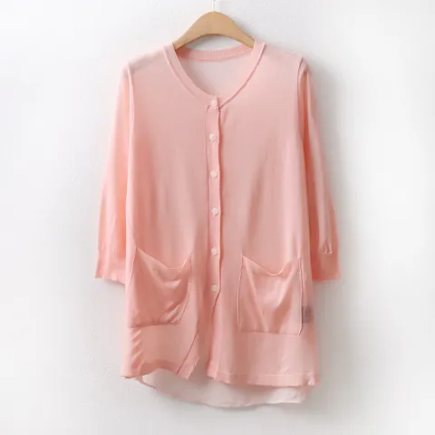 아이우먼 얇은쉬폰니트가디건 AP5586M104 빅사이즈