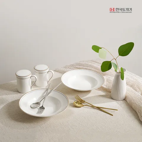 한국도자기 네오골드 파스타볼세트 10p 포크 스푼 포함
