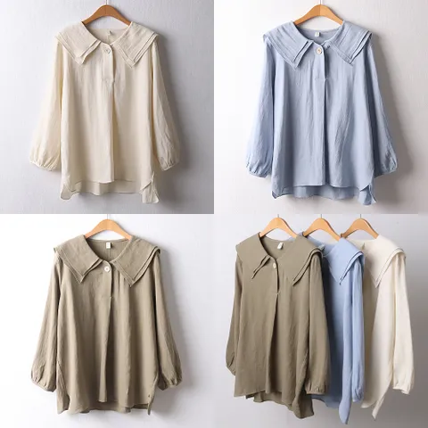 나야홍 PE 빅카라린넨블라우스 D237H104 여성 큰옷