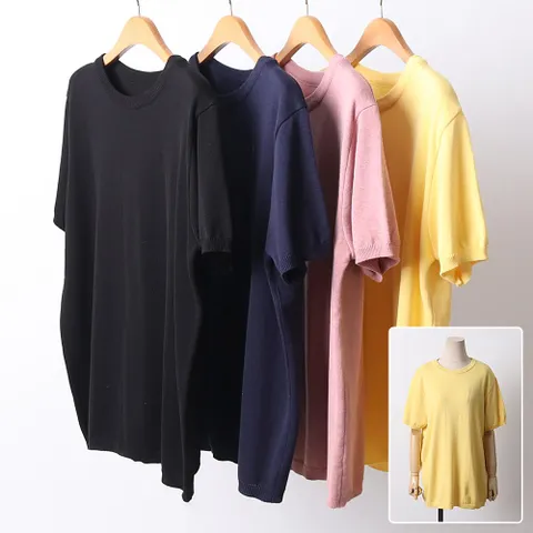 빅사이즈 옷 썸머데일리반팔니트티 21D419J 여성의류