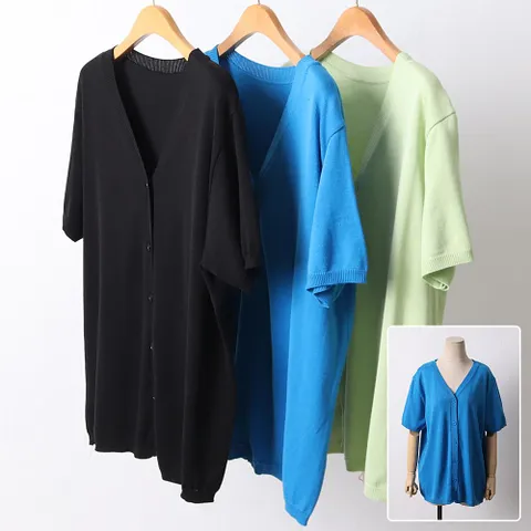 빅사이즈 옷 썸머베이직쿨가디건 21D420D 여성