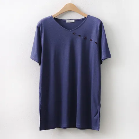 아이우먼 랩라인버튼반팔티 OL5858M105 빅사이즈