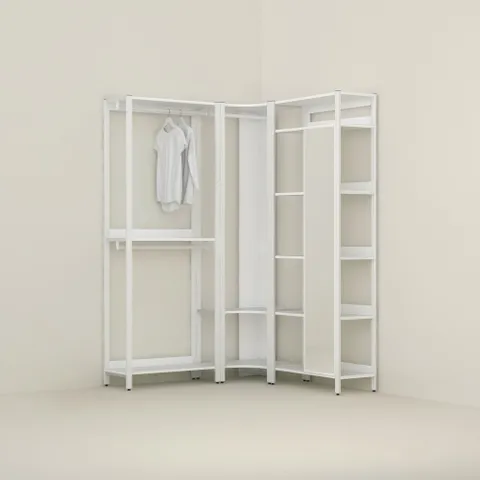 [기간한정 8~10%쿠폰적용] 아이언 드레스룸 2200 코너 세트 행거거울형 (2단+거울+코너)