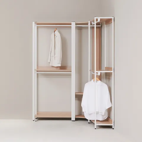 [기간한정 8~10%쿠폰적용] 아이언 드레스룸 2200 코너 세트 2단행거형 (2단+2단+코너)