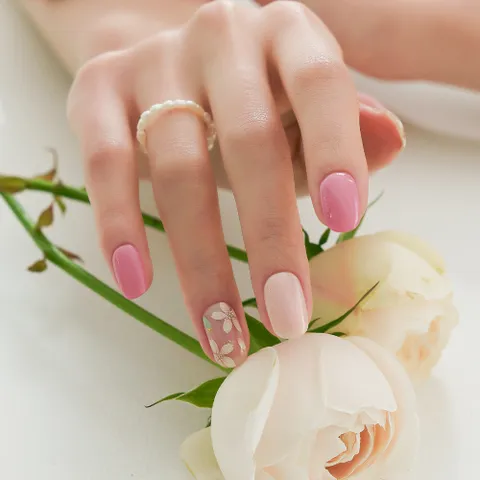 엣지유 진분홍 스프링블룸 붙이는 셀프 젤네일