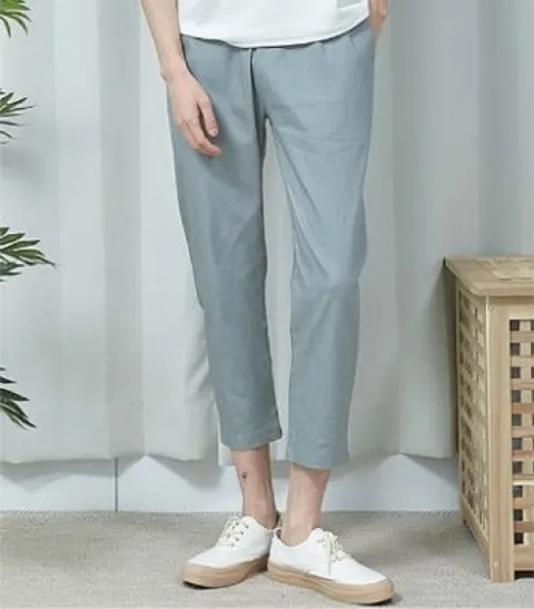 [브리치] 넛지어패럴 / (빅사이즈) 여름 면 마 9부 밴딩 슬랙스 린넨 팬츠