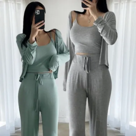 [브리치] 글램핏 / 쓰리피스 세트 나시 가디건 와이드팬츠