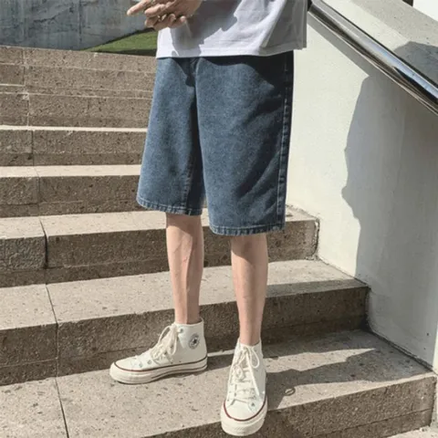 [브리치] 클라쓰업 / 청반바지 오버핏 하프 데님반바지