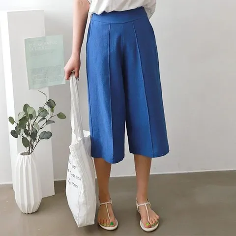 [하프클럽/옷자락]여자 여름 데일리룩 13색 밴딩 와이드 7부 린넨 팬츠