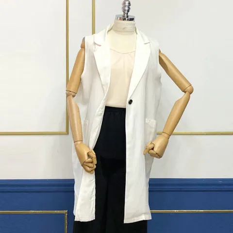 [브리치]  /  빠른출고 단정 린넨 롱 베스트 조끼8070