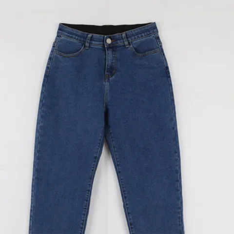 [옷자락] 여성 데님 밴딩 보이핏 하이웨스트 캐주얼 데일리 팬츠