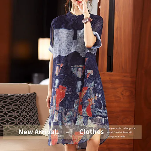 [아임럭시]카프리[1170]-루즈핏 기하학 라운드 원피스