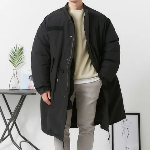 [브리치] 넛지어패럴 / 남자 탈부착 오버핏 패딩 롱 야상 점퍼