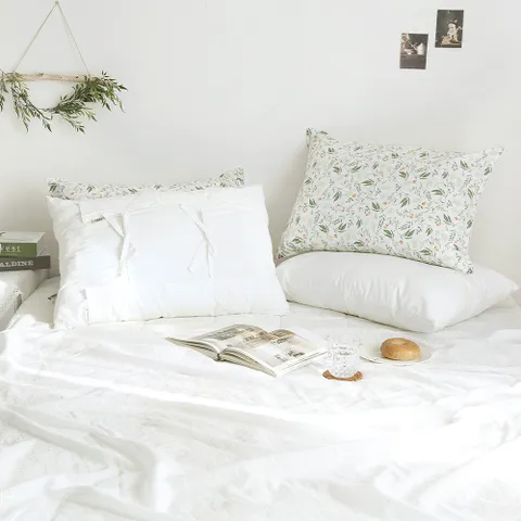 까사베르데 에일린 화이트 사각 체크 선염면 여름 홑겹이불/홑이불