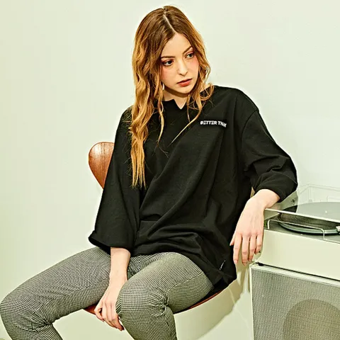 [브리치] 비에스큐티바이클래시 /  베러댄88  W1692BB 루딘 오버핏 7부티셔츠 우먼 블랙