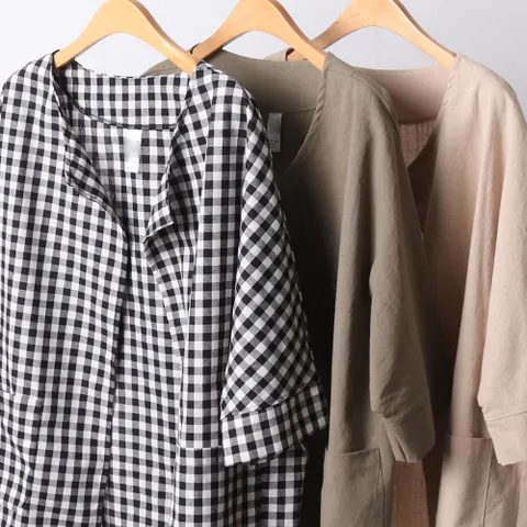 빅사이즈 옷 노버튼린넨오픈자켓 21D611F 여성의류