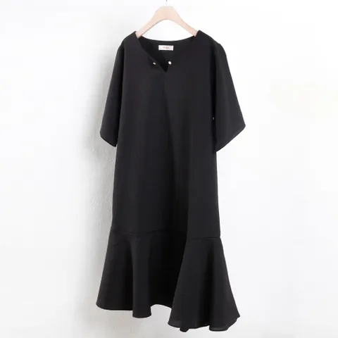 빅사이즈사랑해요 2641L106 트임 진주 롱 원피스 BG