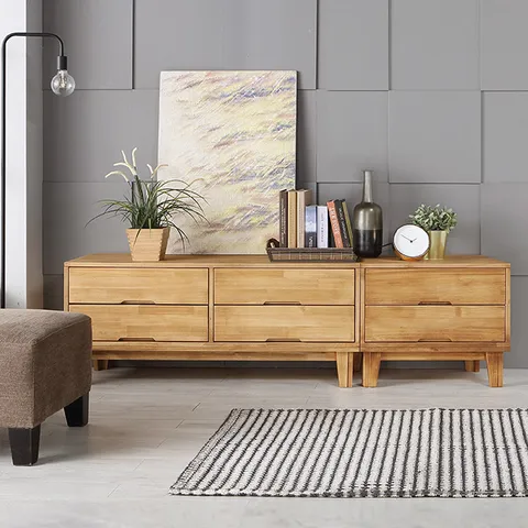 마콘 도장 원목 거실장 세트 1800 서랍형