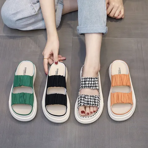 쥬엘 코튼밴딩 통굽 샌들