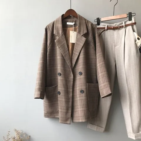 [브리치] 허그허그 / 스프링 더블 캐쥬얼 체크 자켓