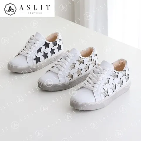 [애슬릿] 천연 소 가죽 여성 데일리 펀칭 스타 스니커즈