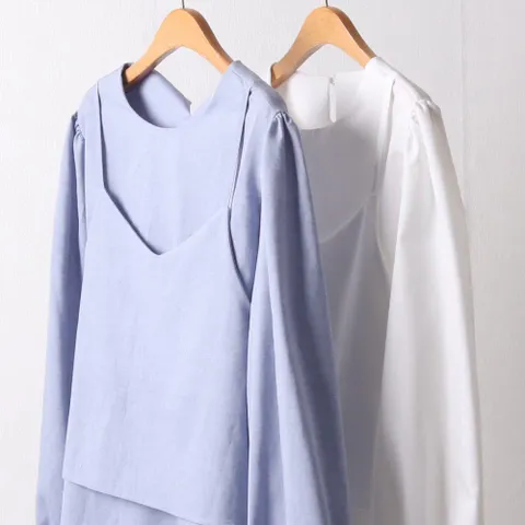 뷔스티에 리본 블라우스 203I230S 빅사이즈 여성