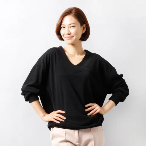 아이우먼 루즈핏 넥 브이티 WW3125M201 빅사이즈