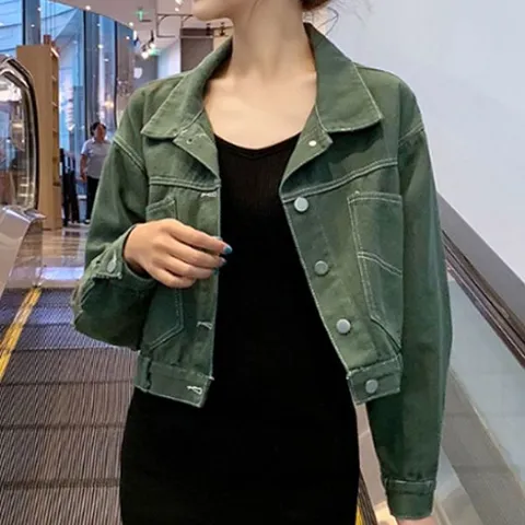 [하프클럽/옷자락]여자 봄 가을 데이트 스티치 세미크롭 숏 면점퍼 자켓