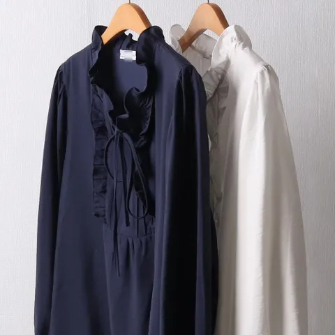 프릴 리본 블라우스 202I063S 빅사이즈 여성