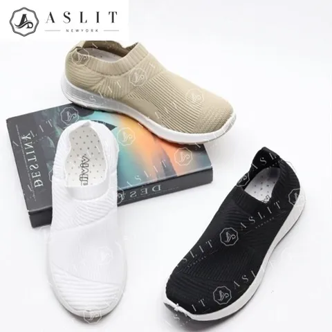 [애슬릿] 발 편한 여성 니트 삭스 워킹화 슬립온 운동화