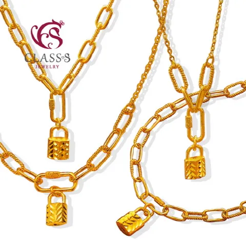 순금24K 클립 자물쇠 디자인 체인 목걸이 _26.25g