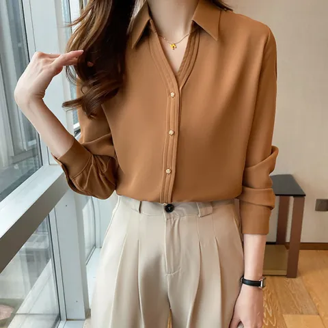 [옷자락] 여자 오픈카라 커리어우먼 블라우스