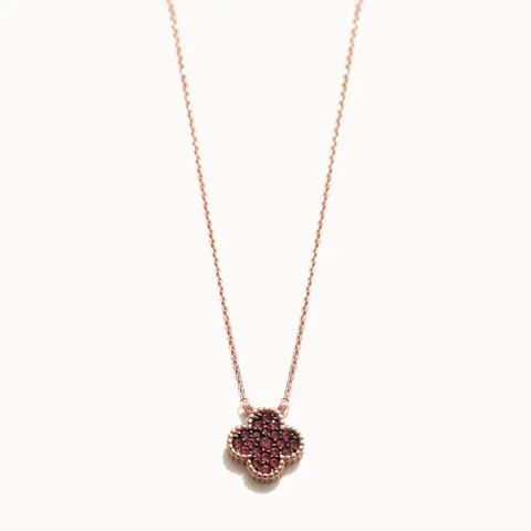 제이로렌 로즈골드 꼬냑 클로버 목걸이 N01017