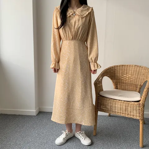 아이우먼 프릴카라쉬폰롱원피스 GOG385M201 빅사이즈