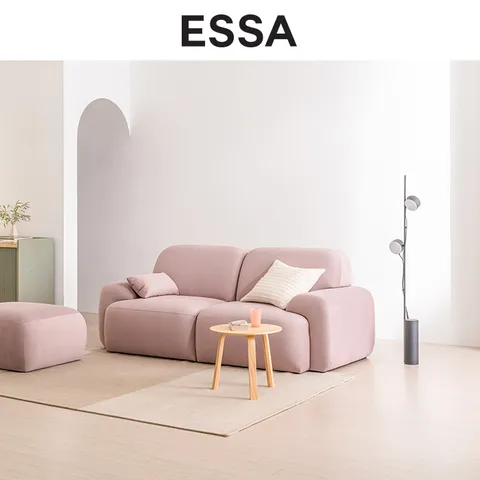 벨루가 3인 리브 패브릭 소파+스툴