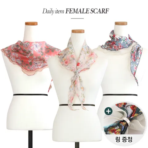 [2종세트]★스카프링 사은품★ 여성 국산 플리츠 패턴 트윌리 스카프 6종 무료배송