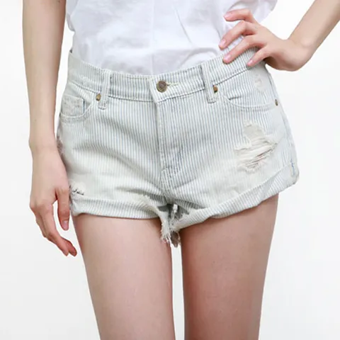 [하프클럽/엘케이트]엘케이트 여성 반바지 LP020 스트라이프 데님 숏 팬츠