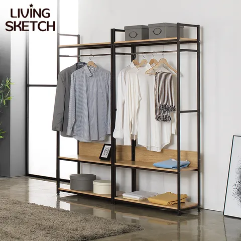 단테 C형 선반형 800 행거 와인골드 원룸행거 드레스룸 철제행거