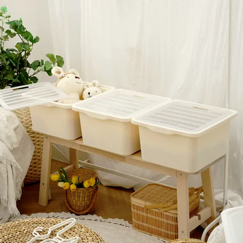 모모 팬트리 리빙박스 투명커버 L 1개 수납 정리함 적층형 장난감 수납함