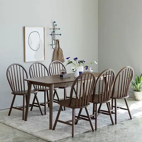 [착불] 아슬란 윈저 6인용 원목 식탁 테이블 카페 인테리어 식탁 세트