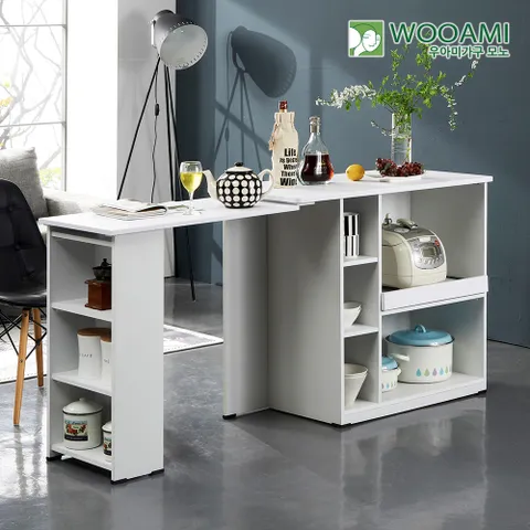 우아미가구 모노 라이너 확장형 홈바 C타입 식탁 RV5125