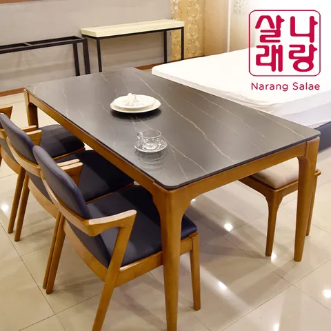 [나랑살래] 빈티지 카르멘 블랙 세라믹 6인 식탁 세트체어형 / 체어 6개