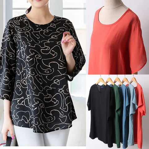 빅사이즈 인견 블라우스 롱 티 셔츠 민소매 반팔 모음