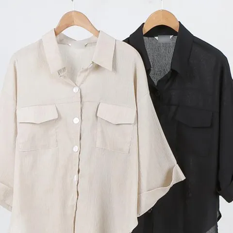 빅사이즈 옷 린넨포켓박시블라우스 21SE501 여성의류