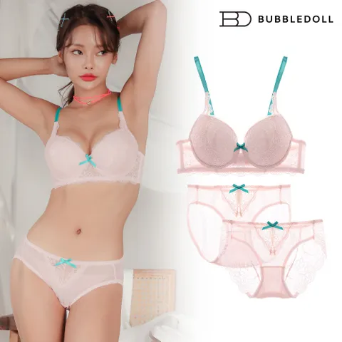 파르페 연핑크 브라1+팬티2 여성속옷세트