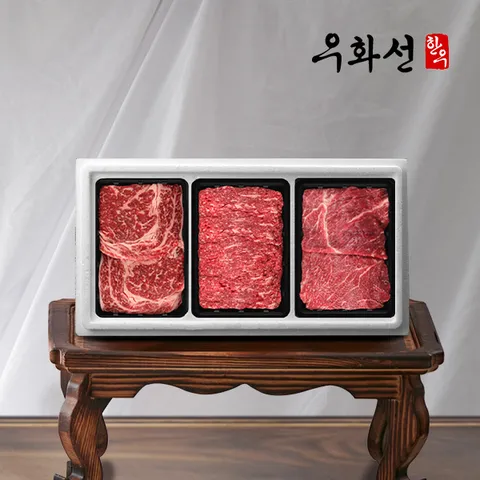 암소숙성한우 1등급 꽃등심정육2호(꽃등심+불고기+국거리)팩당400g/1.2kg