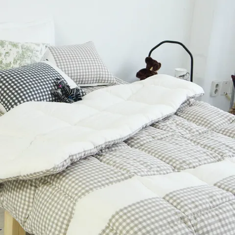 [레브라이프] 화이트포인트 체크 기숙사 차렵이불 침구세트-4컬러