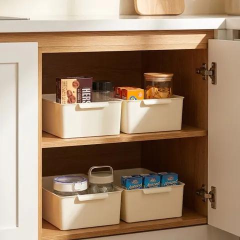 리빙 그립 바스켓 M 4P 손잡이 정리함 분리 바구니