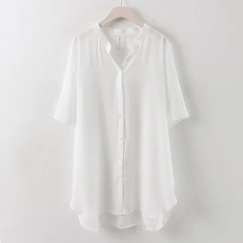 [하프클럽/아이우먼]아이우먼 내츄럴 쉬폰 롱 블라우스 HG0176RM107 빅사이즈